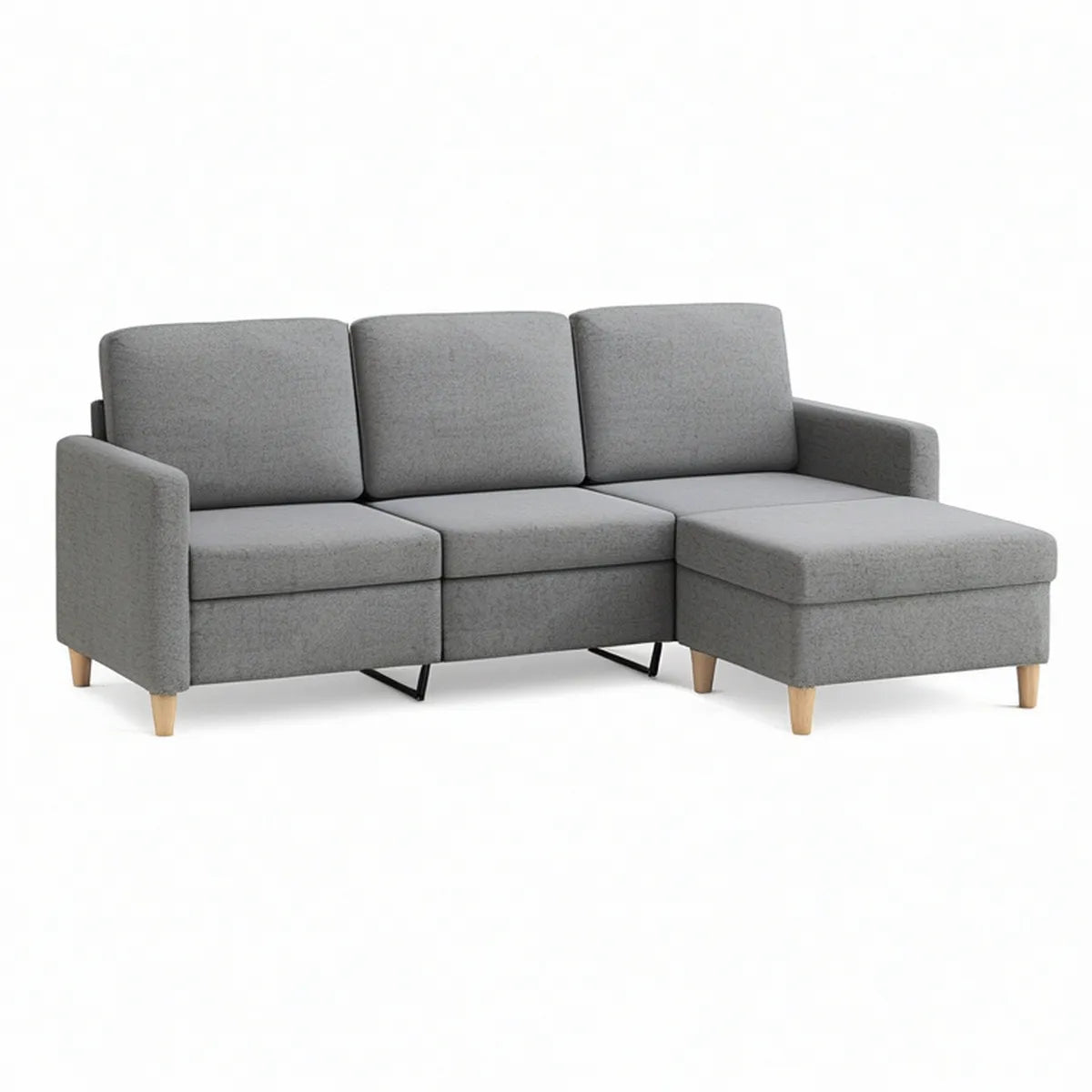 3-Sitzer Ecksofa L-Form mit Recamiere rechts, Grau, 210 x 145 x 85 cm