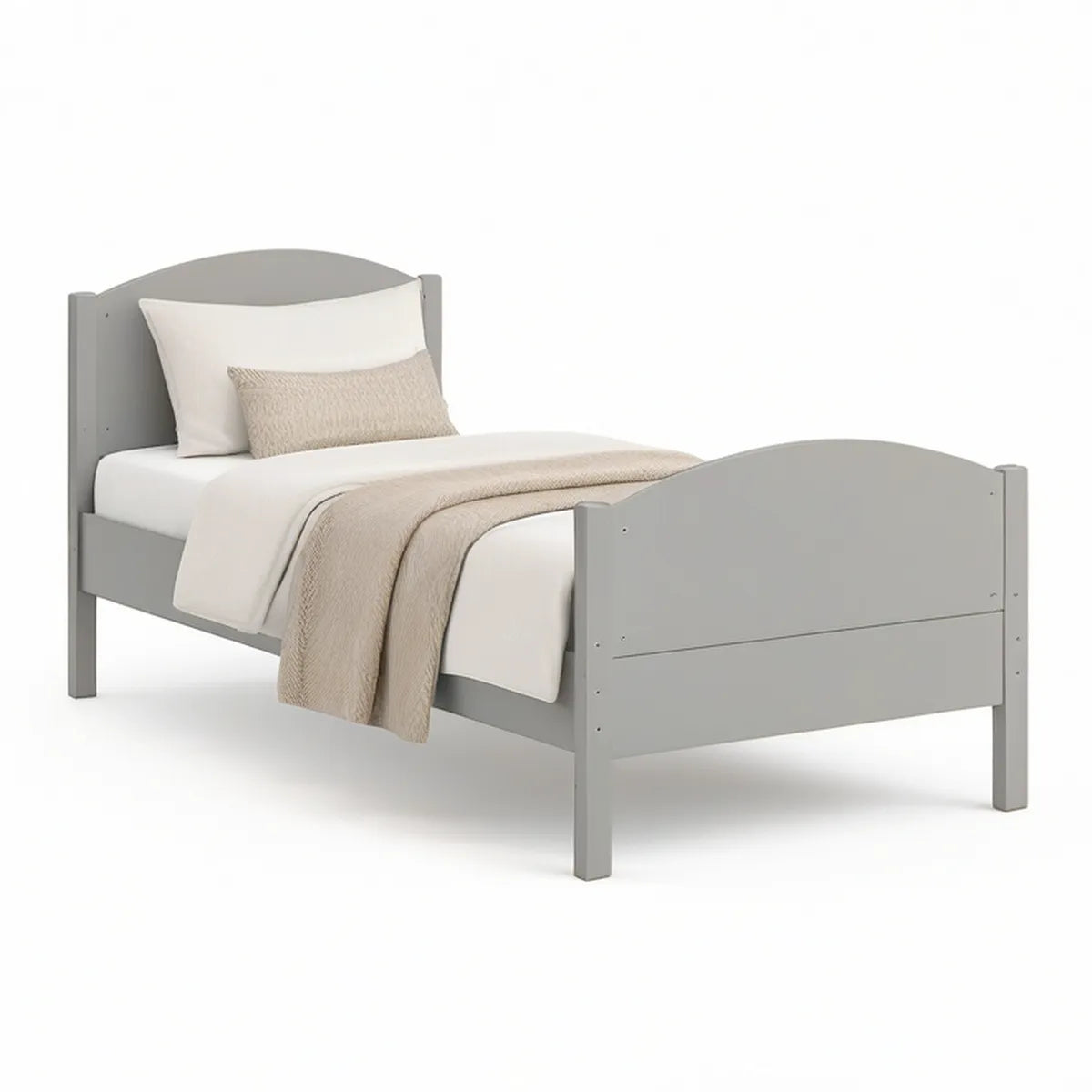Kinderbettgestell 70 x 140 cm aus MDF und Kiefernholz, Grau