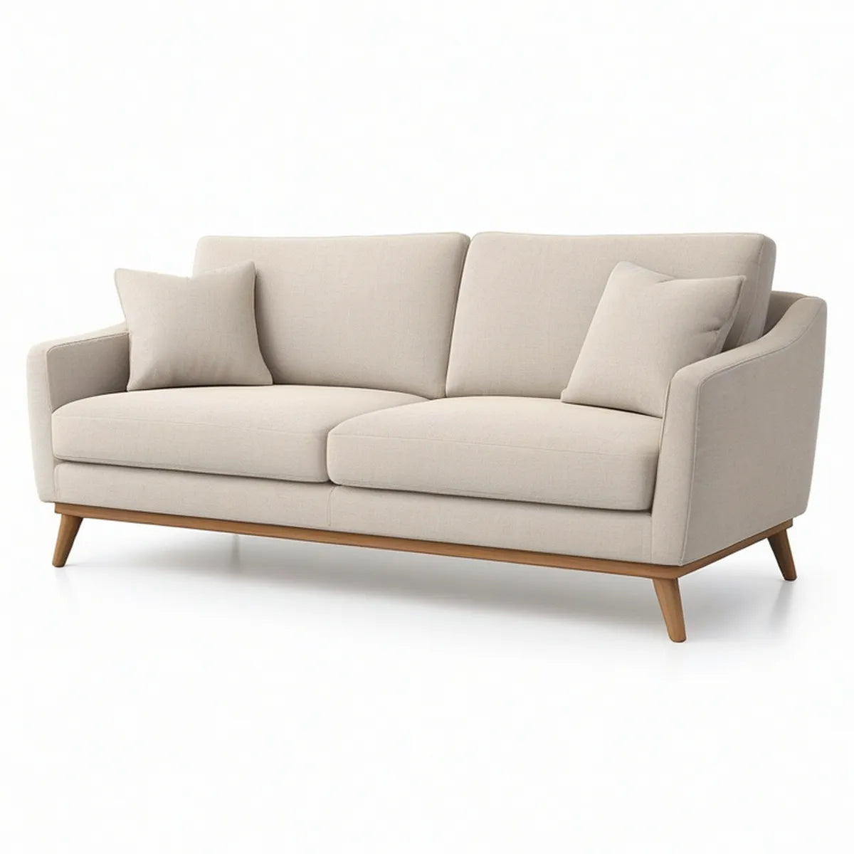Beiges 2-Sitzer-Sofa mit Massivholzfüssen, 180 x 82 x 85 cm