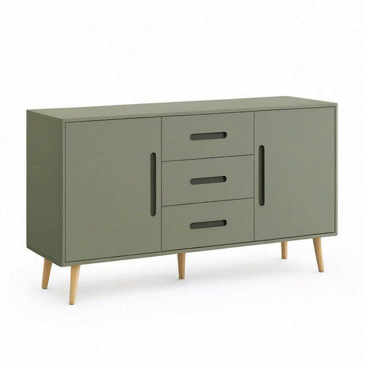 Sideboard mit 2 Türen und 3 Schubladen, Olivgrün, 120 x 40 x 75 cm