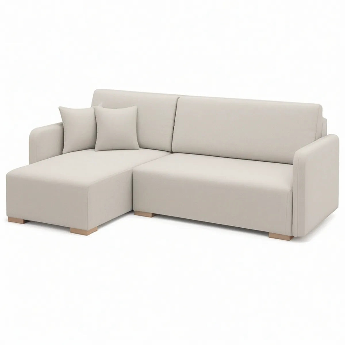 Ecksofa mit Recamiere links, 220 x 150 x 85 cm, 3-Sitzer, Creme