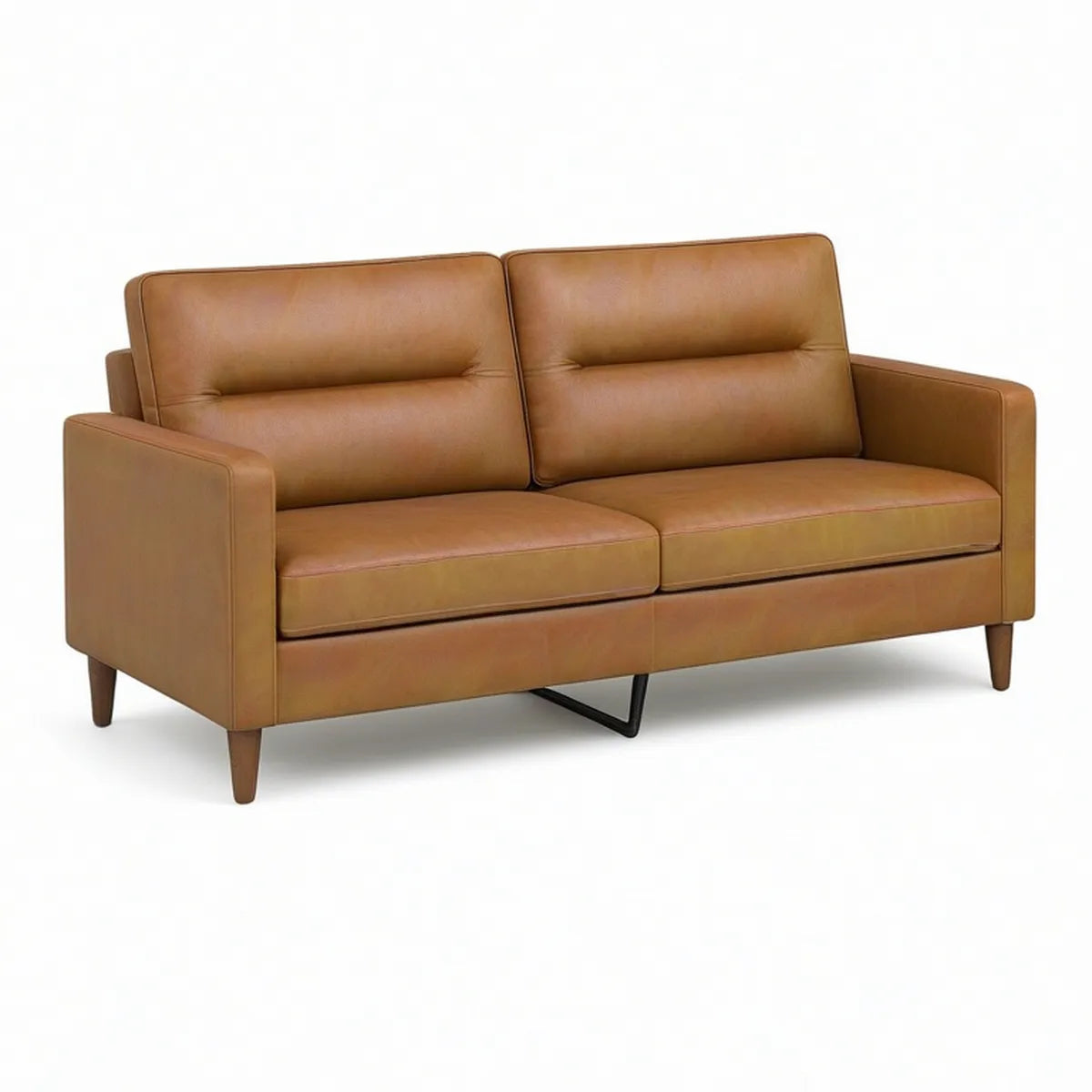 2-Sitzer mit PU-Kunstleder in Cognacbraun, 160 x 86 x 84 cm