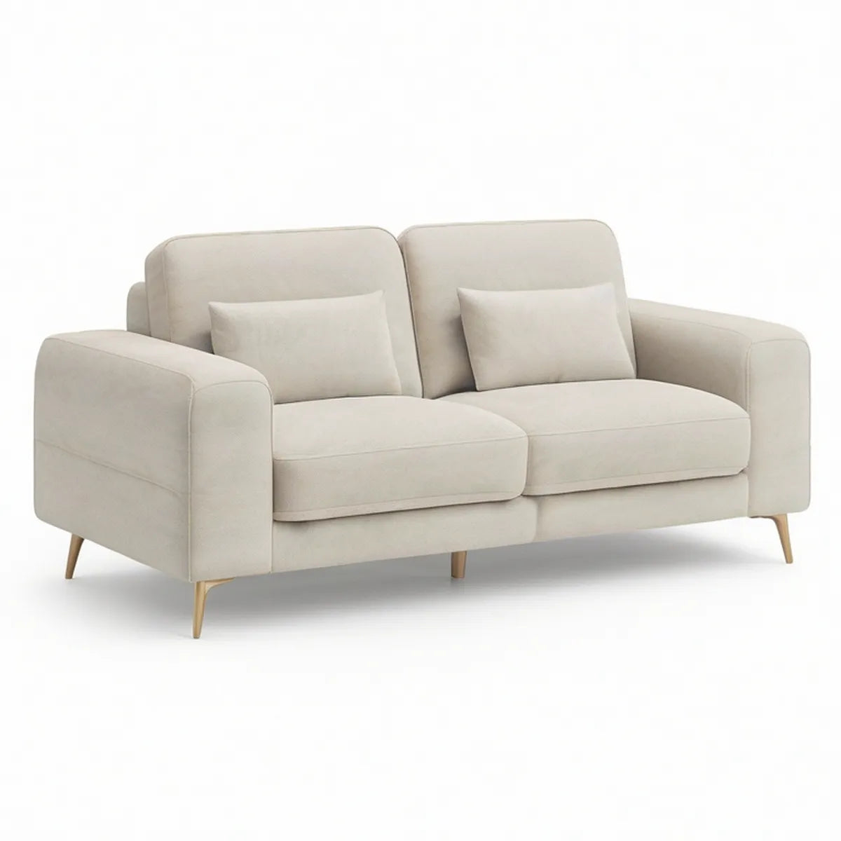 Beiges 2-Sitzer-Sofa mit Naturholzfüssen, 170 x 90 x 85 cm